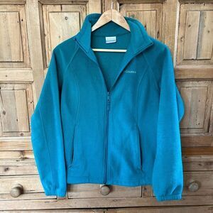 Columbia Medium Full Zip Fleece Jacket Sweater Blue‎ Green Teal